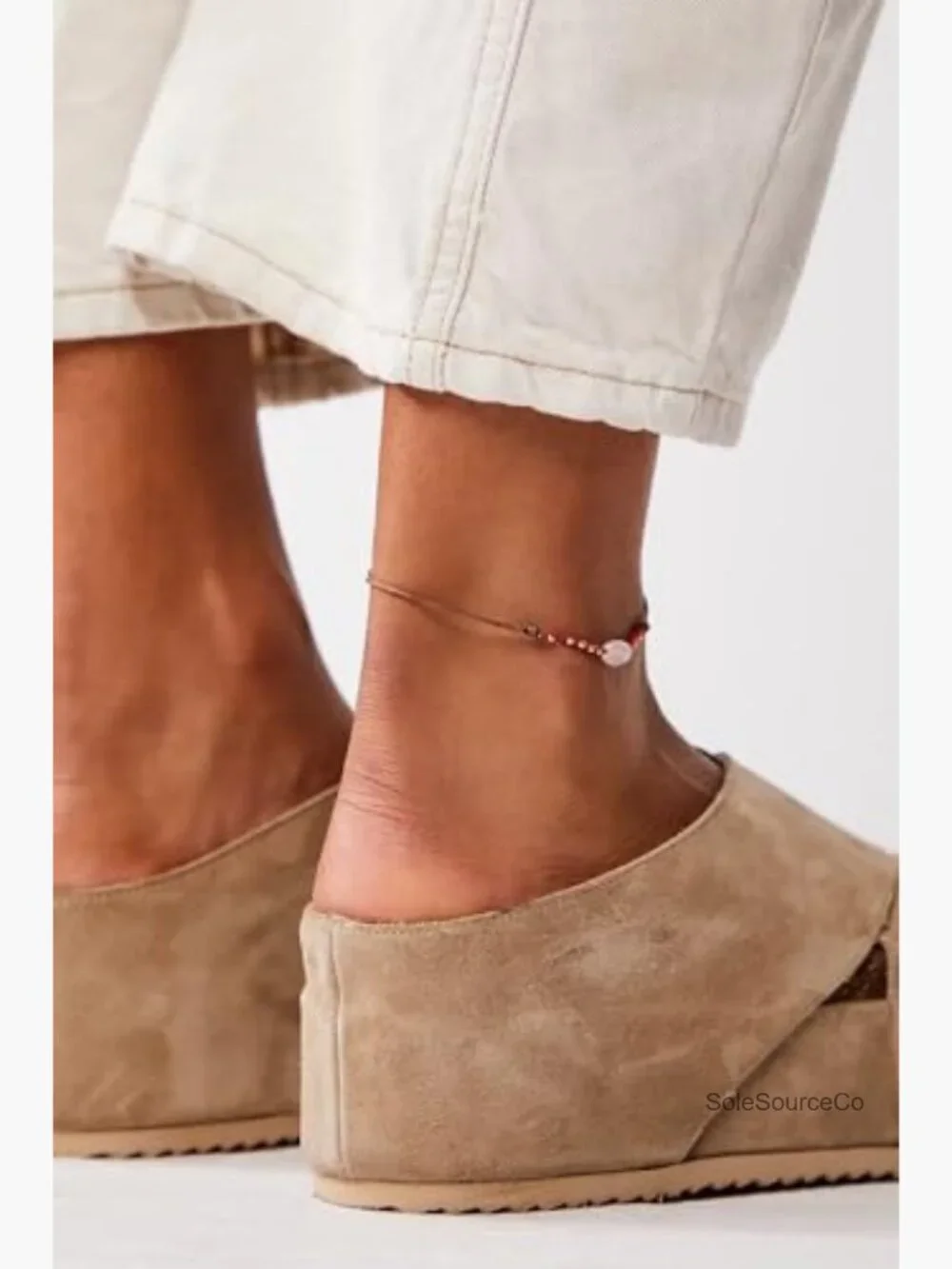 Women's Suede Platform Sandals Cork Footbed Flatform Slide Sandals Criss Cross